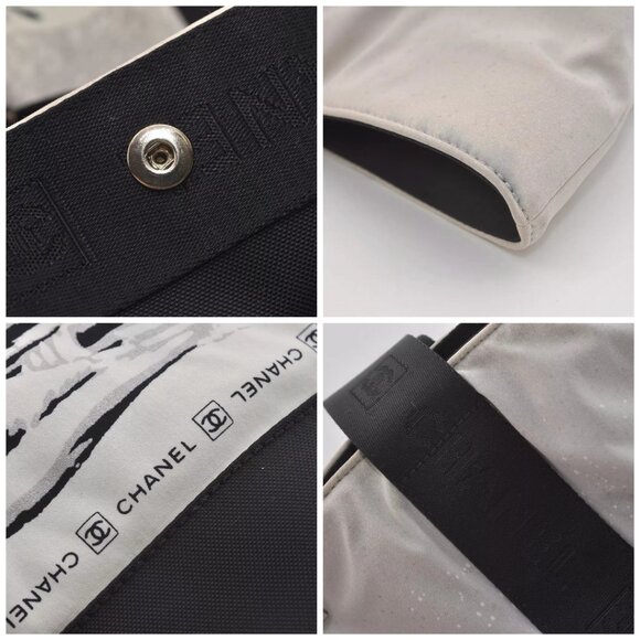 Authentic CHANEL Sports Line High Summer Nylon Leather CC Tote Bag Gray - Picture 15 of 16